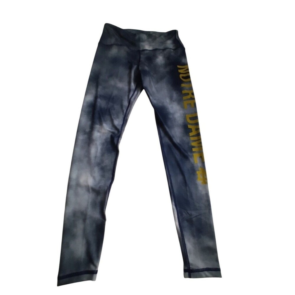 Zoozatz Women's Notre Dame Tie-Dye Look Leggings with Gold Side Text New Size M